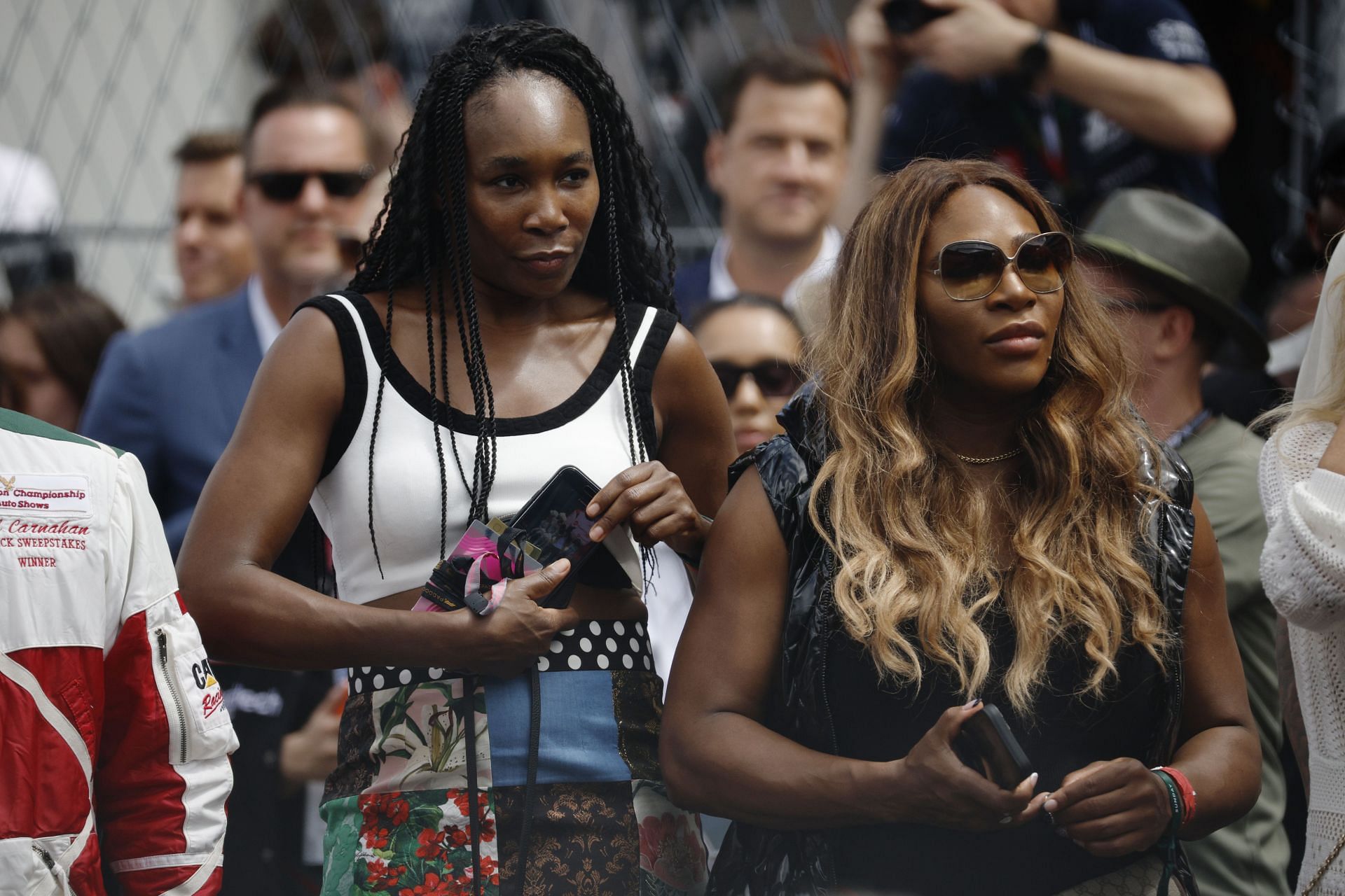 Serena and Venus Williams pictured at the Miami Grand Prix